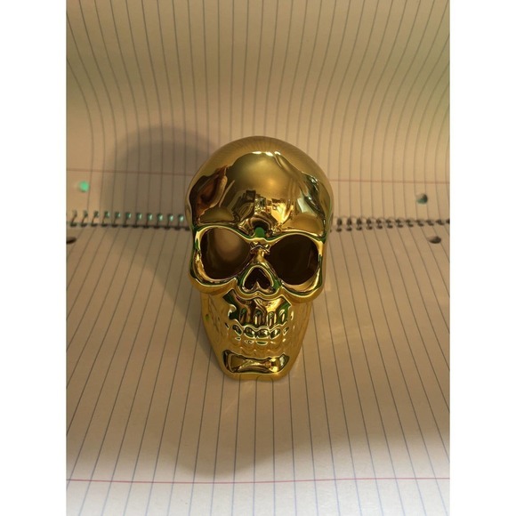 Porcelain Reflective Gold Colored‎ Skull - Picture 2 of 6